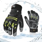 Vgo... Gants de travail thermiques imperméables pour écran tactile, -20 ℃ Gants d'hiver chauds avec doublure Thinsulate 3M pour congélateur, entrepôt, livraison polyvalente, 1 paire, GA8954FLWP