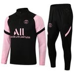 Paris, Atletico Madrid, Inter Milan, Liverpool, Marseille Brasilien Långärmad tröja, träningsdräkt för vuxna och barn, set Svart och rosa Black and pink S