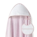 Poncho de Bain pour bébé - 1 x 1 m - Peignoir à Capuche - Punto DE Cruz - LISO Rose et Bavoir pour Nouveau-né - 100% Coton