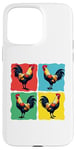 iPhone 15 Pro Max Colorful Funny Chicken Art, Crazy Chicken Rooster Family Case