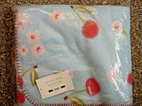 CHERRIES & FLOWERS Cherry Red Blue Soft Touch Fleece Throw / Blanket 49in x 59in