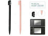 2 Pink Black Stylus for DS Lite Nintendo/NDSL/DSL Plastic Replacement Parts Pen 