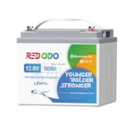 Redodo Batterie LiFePO4 12V 50Ah Bluetooth,Batterie Lithium pour Moteur de Pêche à la Traîne,Protection Contre Les Basses Températures,Légère et Portable,Parfaite pour Camping,Solaire,Bateau