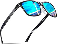 ATTCL Homme Lunettes De Soleil Polarisées Al-Mg métal Cadre Super Léger UV400 CAT 3 CE Lunette 8587 bleu-Lentilles