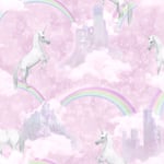 I BELIEVE IN UNICORNS WALLPAPER PINK - HOLDEN DECOR 12480 RAINBOWS