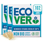 Ecover Non-Bio Washing Capsules - Laundry Capsules / Tablets - Laundry Detergent With Clean And Fresh Almond & Rescued Apricot Scent, 3x Pack of 34 Capsules / Tablets