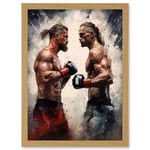 Artery8 Cage Fight Oil Paint Artwork Combat Mixed Martial Arts Boxing Wrestling Artwork Framed Wall Art Print A4