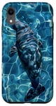 Coque pour iPhone XR Save The Manatee Crystal River FL Bleu abstrait rayé