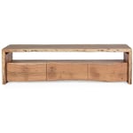 Meuble tv en bois d'acacia naturel 3 tiroirs 1 niche L160 - mimosa