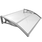 VOUNOT Auvent de Porte d'entrée Toit Marquise en Polycarbonate Porte Résistante Toit Abri Protection Contre La Pluie et UV Gris Transparent 120cm*80cm