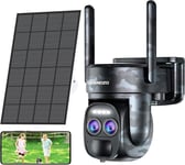 [8X Zoom Hybride] 4K 5Dbi Camera Surveillance WiFi Exterieure sans Fil Solaire,360?PTZ Cam?ra IP Batterie,avec Panneau Solaire,Suivi automatique,AI,Vision Nocturne Couleur,Audio Bidirectionnel