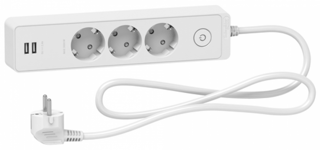 Schneider Electric GRENUTTAG 3-VÄG MJ 2 X USB VIT