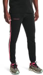 UNDER ARMOUR MEN'S UA RIVAL TERRY AMP TRACK PANTS JOGGERS BLACK PINK COMFY BNWT