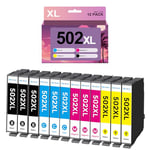 HALLOLUX 502XL Cartouches d'encre Compatible pour Epson 502 XL Cartouches Multipack pour Expression Home XP-5150 XP-5100 XP-5155 XP-5105 Workforce WF-2860 WF-2865 WF-2880 WF-2885 (12 Pack)