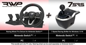 HORI - Racing Wheel Pro Deluxe + 7-Speed Racing Shifter Bundle For PC (Windows 11/10)