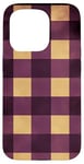 Coque pour iPhone 15 Pro Violet Moderne Rayé Marron Classique Carreaux Grand