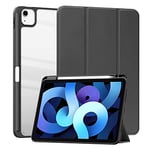 HUEZOE Étui Compatible avec iPad Air 5 2022/iPad Air 4 2020 et iPad Pro 11 2021/2020/2018, Smart Cover avec Coque Rigide en Acrylique avec Porte-Stylo, Fonction Veille Automatique/réveil, Noir