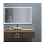 Miroir de salle de bain rectangulaire avec lumière périmétrique intégrée et cadre Modèle ability Noir 120x80 [ Ledimex