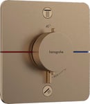 hansgrohe ShowerSelect Comfort Q - Mitigeur thermostatique, Robinet encastré avec arrêt de sécurité (SafetyStop) à 40°C, Thermostat 2 sorties, Bronze brossé