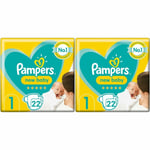 44 x Pampers New Baby, Size 1 - Carry Pack - With Protection For Sensitive Skin