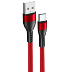 Câble USB-C Rapide 3A pour Xiaomi 12 Pro 12T 13 Ultra 11T Lite 11i Mi 11 Mi 10 - 1 Mètre Rouge Nylon Fin Tressé - E.F.Connection