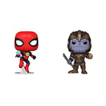 Funko POP! - Marvel Spiderman - No Way Home - Spider-Man With Integrated Suit POP! 56829 & 36672 POP Bobble: Avengers Endgame: Thanos Collectible Figure, Multicolour