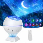 Led Starry Sky Projector Lamp Night Light Projecteur Galaxy aveCôtélécommande et capteur de son, Rotation à 360 °, Night Sky Light Projector, Ocean