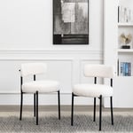 Dyhome - Table et chaises de salle à manger, chaise scandinave avec dossier, pieds en métal, blanc