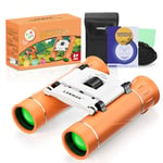 10×25 Compact Binoculars for Kids,Mini Binoculars Waterproof Portable,Small Binoculars Packet Size for Bird Watching,Hiking,Camping,Sightseeing (Orange)