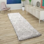 Paco Home Tapis Fausse Fourrure Coussin Cœur Rond Différentes Formes, Blanc 80x150 cm