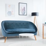 Idmarket - Canapé banquette en velours sonia bleu