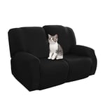 Jaotto Housse de Fauteuil Relax Extensible 2 Places, Housse de Fauteuil Relax Inclinable, Couverture de Chaise Canapé Relax avec Poche,Protecteur pour Fauteuil Inclinable,Noir