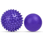 URAQT 2 Pièces Balles de Massage, Massage de Trigger Point, Boule Myofasicale, Boule d'exercice, Balle de Massage pour masser les pieds, dos, épaules, bras, Violet