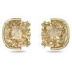 Swarovski Clous d'oreilles Harmonia, boucles d'oreilles overSIZE_NAME en forme de coussin jaune, monture plaquée ton or