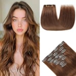 HotLulana Extension Clip Cheveux Naturel 120g 7pcs 50cm Brun Chocolat Invisible Extension Cheveux Naturel Rajout Cheveux Clip Naturel 20 Pouce Naturel Clip In Extension Human Hair 4#