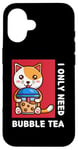 Coque pour iPhone 16 Mignon chat kawaii boisson thé au lait bulle I Love Boba Tea