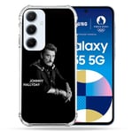 Cokitec Coque Renforcée pour Samsung Galaxy A55 5G Musique Johnny Hallyday Noir