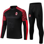 Weqenqing 2021AC Milan Combinaison d'entraînement de Football pour Hommes Demi-glissière à Manches Longues Football Sportswear Respirant compétition équipe Sportswear (Size : L)