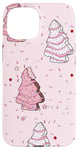 iPhone 15 Pink Christmas Tree Cakes Pattern Cute Xmas Case