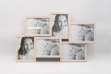 MASCAGNI - Cadre photo multi en placage de bois 6 photos 13x18 - Taille extérieure 60x38cm - Rectangle