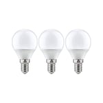 Paulmann 28537 Pack de 3 LED Ampoule Sphérique, 3x5,5W, E14, 230V, 2700K, Opale