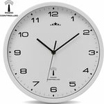 Monzana® Horloge murale radio pilotée à quartz silencieuse blanche ø 31cm avec trotteuse Changement d'heure automatique