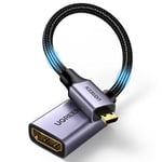 UGREEN Micro HDMI vers HDMI 4K 60Hz 2.0 Adaptateur Mâle vers Femelle Nylon Tressé Supporte 3D Ethernet Arc Bidirectionnel Compatible avec Laptop Raspberry Pi 4 Hero 7 ASUS Zenbook Yoga Caméra TV 25CM