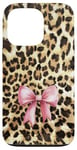 iPhone 13 Pro Leopard Cheetah Pattern With Light Pink Bow Coquette Girl Case