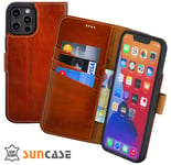 Case for IPHONE 16 Pro Max 6.9 " Case Book Case Genuine Leather Cover Cognac