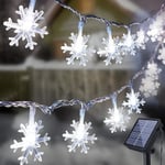 12m 100 LED Snöflinga Solcellslampor, Vattentäta för Jul- och Festdekoration Snöflinga