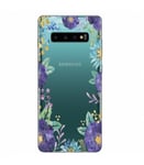 Coque Galaxy S10 PLUS Fleur 15 Violet Pastel Tropical Or Transparente