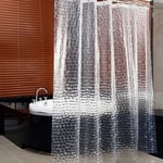 Mowze - Rideau de Douche Transparent, 180x200cm 3D Rideau Douche Salle de Bain peva Anti-moisissure Antibactérien Imperméable Lavable avec 12 Anneaux