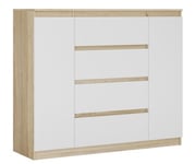 Commode, Chêne Sonoma / Blanc, 120 X 39 X 101 Cm