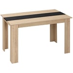 HOMCOM Table à Manger Design Moderne avec Grand Plateau 4-6 Personnes en Panneaux de Particules dim. 120L x 69l x 75H cm Noir et Naturel